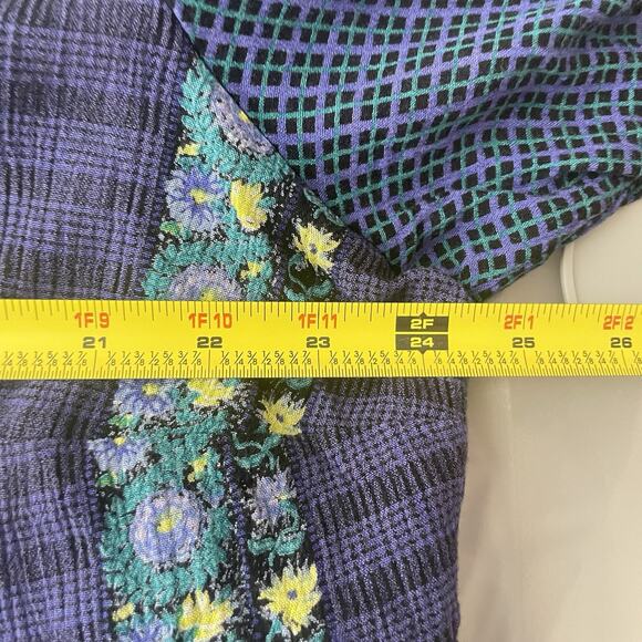 Vintage Rabbit Designs Blue Floral Cottagecore Roomy Midi Dress Women 18W USA - Picture 7 of 7